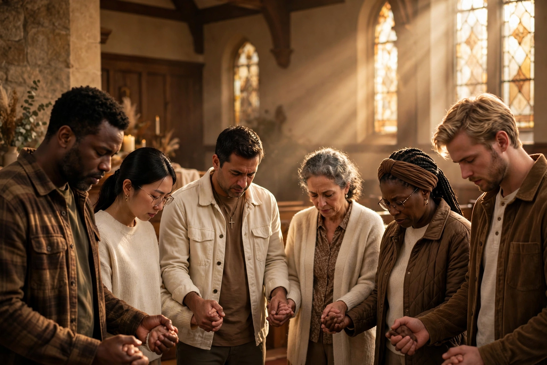 Comunidade da igreja reunida com alegria